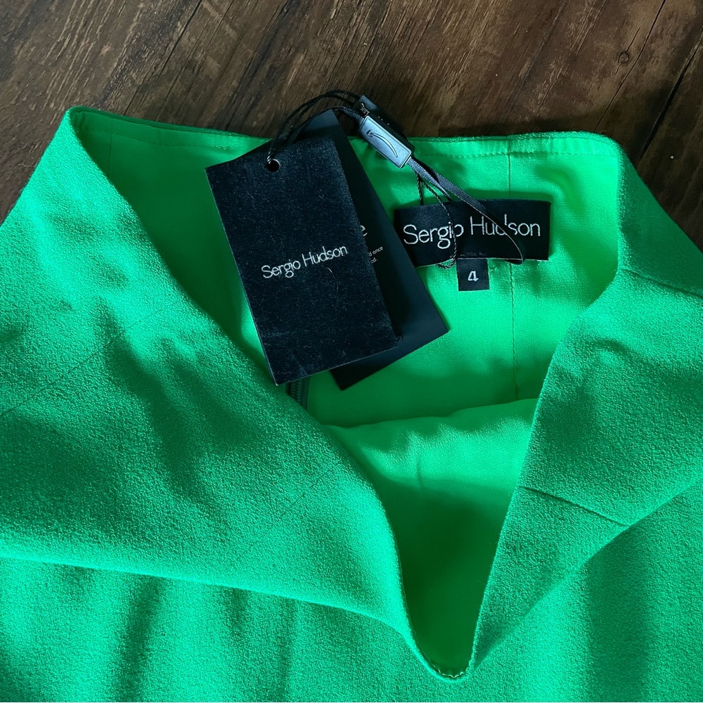 SERGIO HUDSON Stretch-wool crepe Bottega Green blazer and Skirt Suit Set - Picture 11 of 12